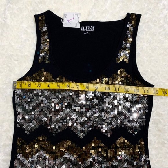 a.n.a. A New Approach Sequins Black Top size Small - Picture 7 of 8